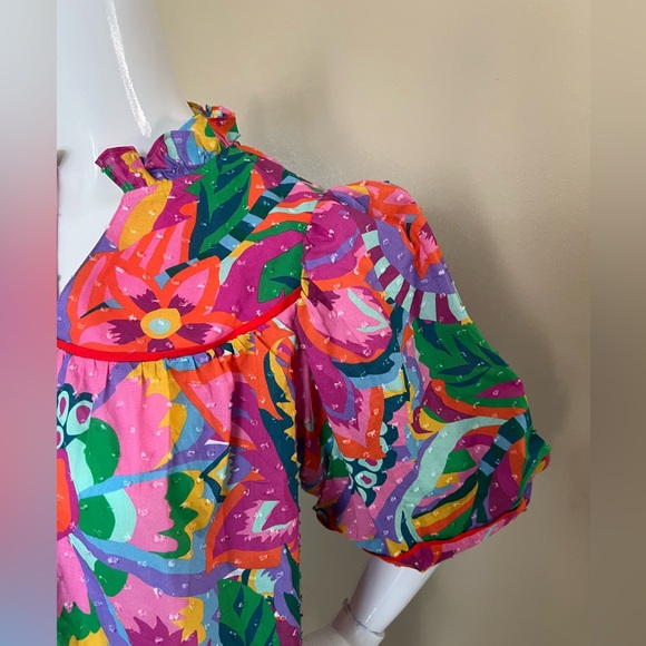 CROSBY by Mollie Burch Rosie Heat Waves Tropical Cotton Blouse - Picture 4 of 9